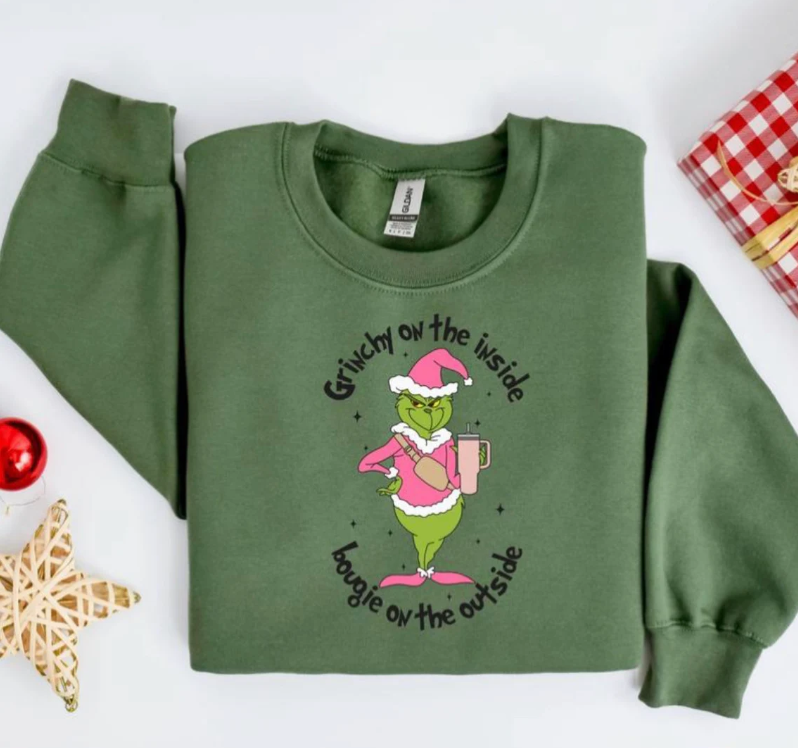 GRINCHY On The Inside BOUGIE On The Outside Crewneck Sweatshirt