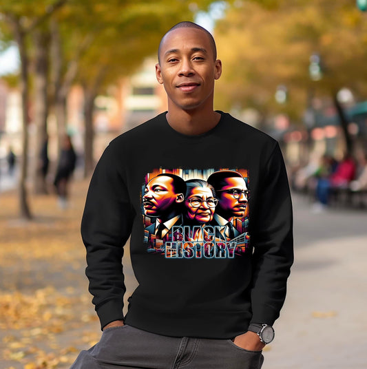 Icons of Change: MLK, Rosa Parks & Malcolm X Black History Crewneck Sweatshirt