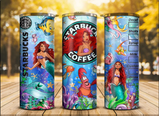 LITTLE MERMAID TUMBLER, 20oz Skinny Tumbler, Ariel Tumbler, Starbucks Tumbler, Disney Tumbler, Girly Tumbler