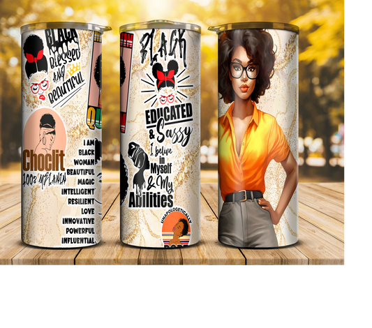 Afro Woman Melanin Quotes Tumbler 20oz Tumbler